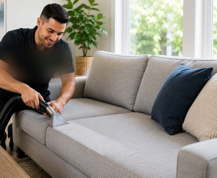 Low-moisture fabric sanitizing treatment